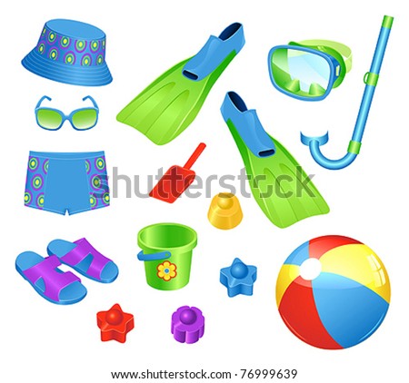 طاب صور واسكرابزات وخطوط .. ارجوا البطلة والمصممين بالرد Stock-vector-beach-accessories-for-boy-76999639