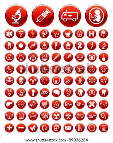 Set Of Simple Medical Icons And Warning Signs Stock Vector Illustration 