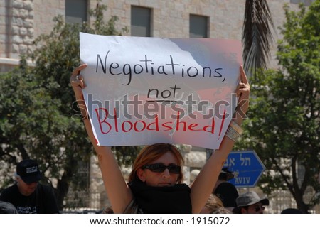 Woman protesting the Israeli/Lebanon war in Jerusalem Israel