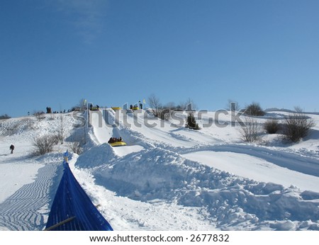 Snow rafting at Quebec Carnaval.