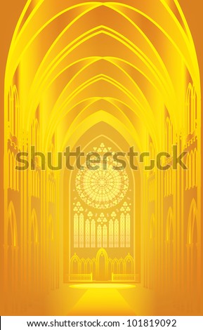 Raster version of vector/ The architectural background - gold. Imagination in Gothic style