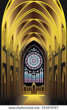 EPS 8/ The architectural background - black and gold. Imagination in Gothic style