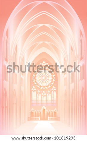 Raster version of vector/ The architectural background - Pink. Imagination in Gothic style