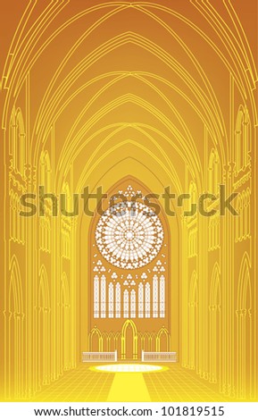 EPS 8/ The interior of a Gothic cathedral - a gold