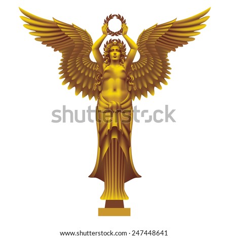 Raster version / Goddess of victory Nike symmetrical on a white background
