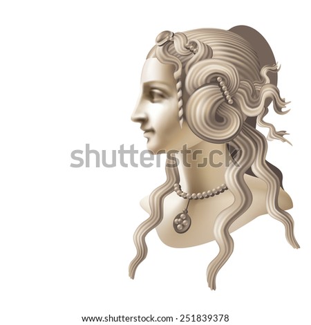 Raster version / Head of a Girl in the Renaissance style monochrome