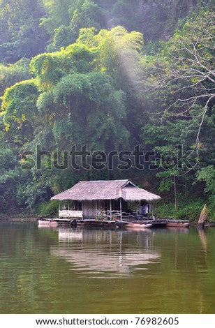 Floating house, Kwai river, Thailand