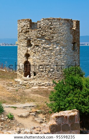 The ruins of the old stone mill. Nessebar. Bulgaria.