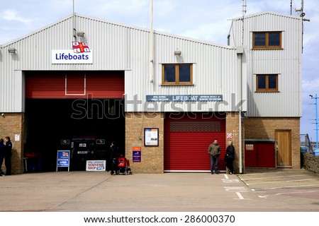 SKEGNESS, LINCOLNSHIRE, UK. JUNE 01, 2015. The lifeboat station and shop on the seafront at Skegness in Linconshire, UK.
