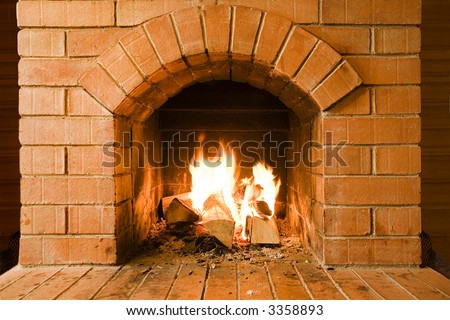 new brick fireplace
