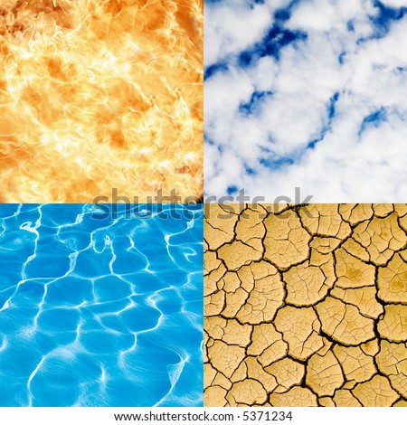 four elements - water, fire, sky, earth