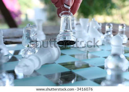 chess board with hand