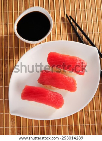 Nigiri sushi with tuna fish