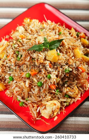 Chicken Biryani, typical indian food recipe, cooked
