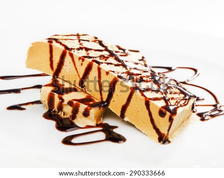 Coffee cream parfait made by blending coffe, cream, eggs and sugar and refrigerating for few hours