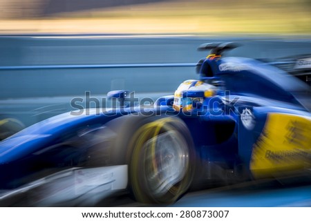 JEREZ, SPAIN - FEBRUARY 2ND: Marcus Ericsson testing his new Sauber C34 F1 racing car on the first Test at the Jerez Circuit in Jerez, Andalucia, Spain on Feb. 2, 2015.