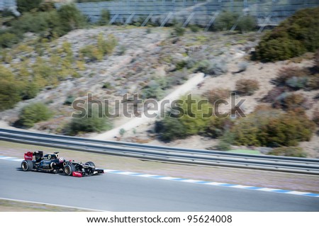 JEREZ, SPAIN - FEBRUARY 2012 - Kimi Raikkonen test driving his new Loyus in the first F1 test, Wednesday 8th February 2012.Jerez, Spain