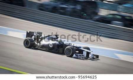 JEREZ, SPAIN - FEBRUARY 9: Bruno Senna test drives his new F1 Williams race car in the first F1 test on February 9, 2012 in Jerez, Spain.