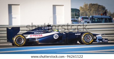 JEREZ, SPAIN - FEBRUARY 9: Bruno Senna test drives his new F1 Williams racing car in the first F1 test in Jerez, Spain on February 9, 2012.