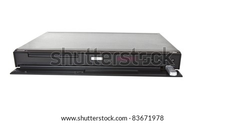 Multi Media blue ray player with thumb drive on white background