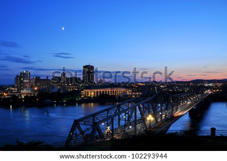 Alexandra Bridge and Gatineau at night, Gatineau and Ottawa, Ontario, Canada