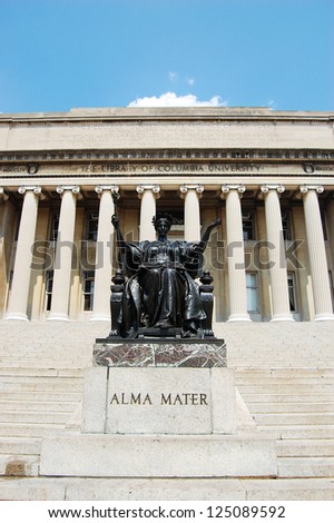 Columbia University Library and statue of Alma Mater, Manhattan, New York City, USA