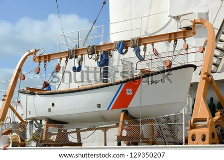 US Coast Guard Lifeboat on USCGC Ingham (WHEC-35). USCGC Ingham (WHEC-35), a decommissioned United States Coast Guard Cutter, is the ship museum located at Key West, Florida, USA