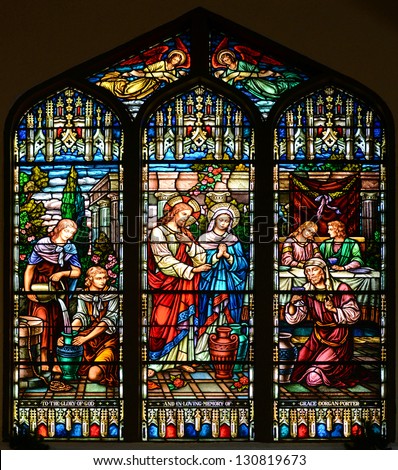 Stained Glass Window of St Paul\'s Episcopal Church, Key West, Florida, USA