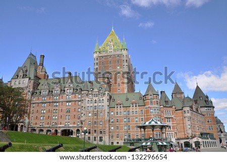 Chateau Frontenac, dominate the skyline of Quebec City, a French-style castle hotel built in 1893, landmark of Quebec City, Quebec, Canada