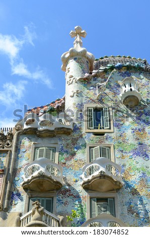 BARCELONA - JUNE 10: Casa Batllo is an Modernism masterpiece by architect Antoni Gaudi at Eixample District on June 10th, 2013 in Barcelona, Catalonia, Spain. Casa Batllo is UNESCO World Heritage Site