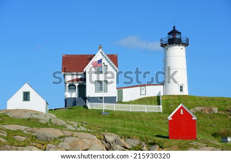 Cape Neddick Lighthouse (Nubble Lighthouse) at Old York Village, Maine, USA
