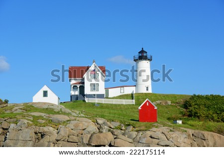 Cape Neddick Lighthouse (Nubble Lighthouse) at Old York Village, Maine, USA