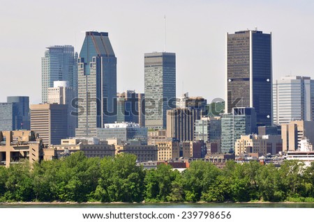 Montreal city skyline in financial district, Montreal, Quebec, Canada