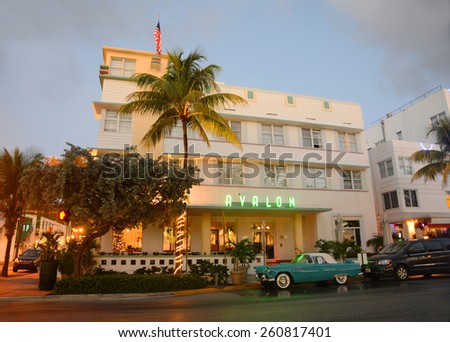 MIAMI - DEC 25: Avalon Building with Art Deco Style in Miami Beach on December 25th, 2012 in Miami, Florida, USA.