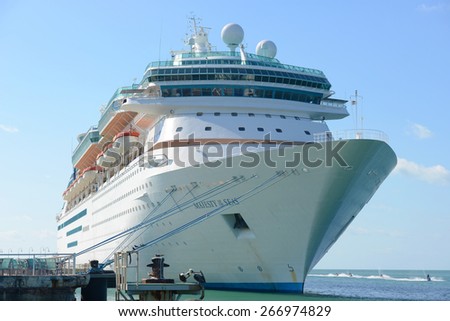 KEY WEST, FL, USA - DEC 20: Holland American Line Cruise ship Zuiderdam anchore offshore on December 20th, 2015 in Key West, Florida, USA.