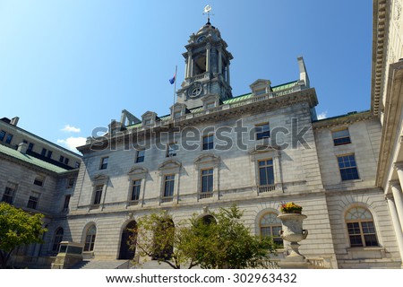 Portland City Hall is the center of Portland government. This building was built in 1909, Portland, Maine, USA.