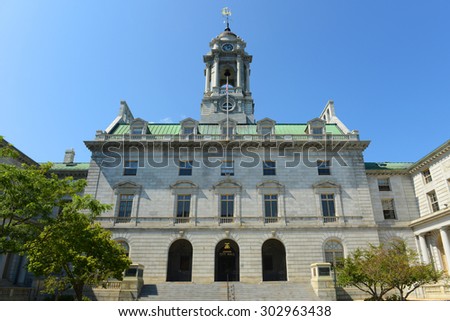 Portland City Hall is the center of Portland government. This building was built in 1909, Portland, Maine, USA.