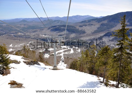Gondola on Whiteface Mountain Ski Area, the official ski area for 1932 and 1980 Winter Olympic Games, Adirondack Mountains, New York, USA