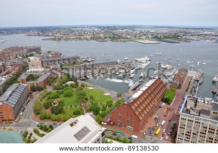 Boston Harbor, Long Wharf and Christopher Columbus Waterfront Park, Boston, Massachusetts, USA