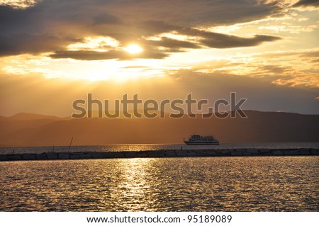 Sunset and Cruise in Lake Champlain, Burlington, Vermont, USA