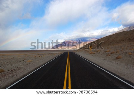 Rainbow in end of the road in Death Valley National Park, California, USA