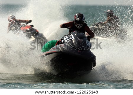 PATTAYA, THAILAND - DECEMBER 7 : Unidentified driver number 151 in the race of Jet Ski World Cup Grandprix 2012 on December 07, 2012 in Jomthein beach Pattaya, Thailand