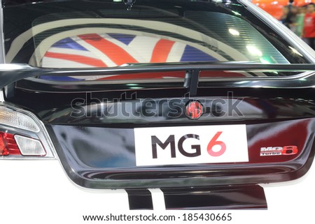 BANGKOK THAILAND-APRIL 4 : MG 6 displayed on stage at The 35th Bangkok International Motor Show 2014 on April 4, 2014 in Bangkok, Thailand.