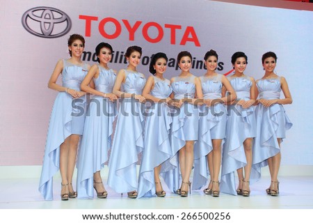 BANGKOK, THAILAND - MARCH 24 : Super models present Toyota on stage at the 36th Bangkok International Motor show  in March 24, 2015. Bangkok, Thailand.