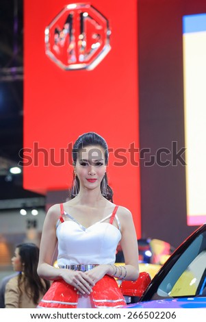 BANGKOK, THAILAND - MARCH 24 : MG3 with super model displayed on stage at the 36th Bangkok International Motor show  in March 24, 2015. Bangkok, Thailand.