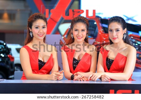 BANGKOK, THAILAND - MARCH 24: In the booth of Isuzu presented by 3 super models displayed on stage at the 36th Bangkok International Motor show on March 24, 2015 in Bangkok, Thailand.