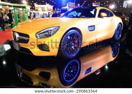BKK. THAILAND-JUNE 24 : Yellow Benz GTS displayed in Bangkok International Auto Salon 2015, 24-28 June 2015 at Bangkok, Thailand. Event of decoration and modify car in Thailand and Japan also.