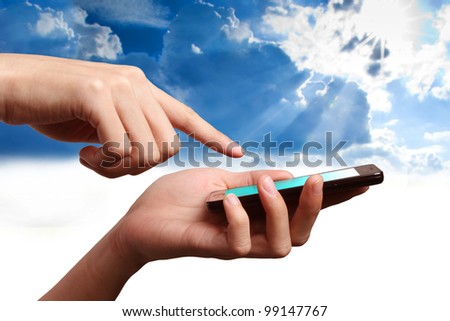 Mobile Phone on hand connect to the world