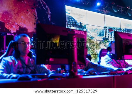 KATOWICE, POLAND - JANUARY 19: Amateur player at Intel Extreme Masters 2013 - Electronic Sports World Cup on January 19, 2013 in Katowice, Silesia, Poland.