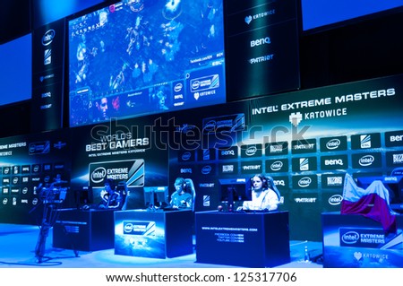 KATOWICE, POLAND - JANUARY 19: Tournament stage at Intel Extreme Masters 2013 - Electronic Sports World Cup on January 19, 2013 in Katowice, Silesia, Poland.